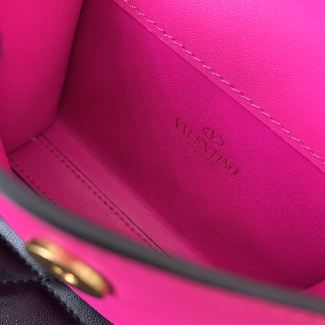 Valentino Garavani Vsling Micro Handbag in Rose Pink Grainy Calfskin Leather 